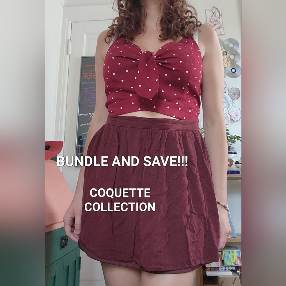 Red /burgundy forever 21 flare short skirt